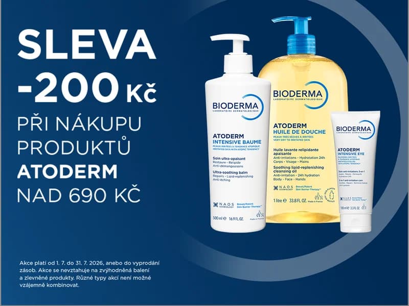 Sleva 200 Kč při nákupu produktů Atoderm nad 690 Kč Bioderma