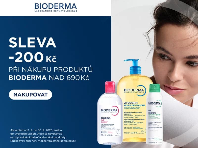 Sleva 200 Kč při nákupu produktů Bioderma nad 690 Kč